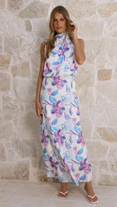 Marlie Midi Dress - Blue Floral