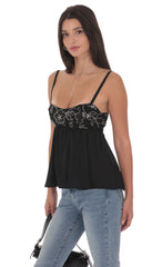Beaded Babydoll Top in Black