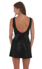 High Neck Back Bow Dress in Black