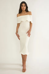 Rayna Off-Shoulder Midi Dress Ivory