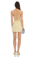 Sweetheart Neck Lace Dress in Yellow