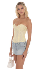 Strapless Lace Corset Top in Yellow