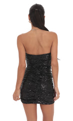 Strapless Sequin Cutout Bodycon Dress in Black