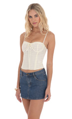 Low Rise Denim Mini Skirt in Blue