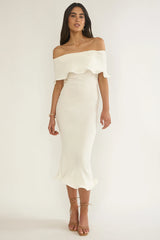 Rayna Off-Shoulder Midi Dress Ivory