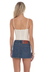 Low Rise Denim Mini Skirt in Blue