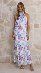 Marlie Midi Dress - Blue Floral