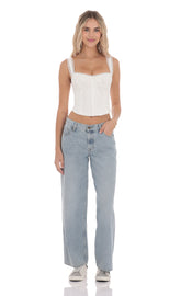 Low Rise Baggy Jeans in Light Blue