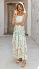 Nellie Midi Dress - Aqua Aurora Print