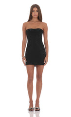 Rhinestone Strapless Dress in Black