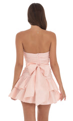 Strapless Cutout Ruffle Dress in Pink