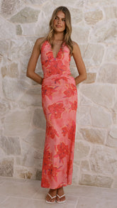 Zelda Maxi Dress - Orange Floral