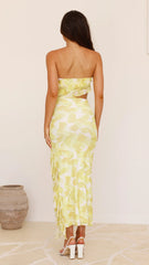 Zinnia Midi Dress - Yellow/White