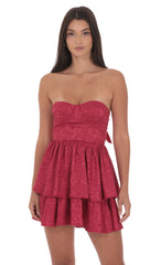 Jacquard Corset A-line Dress in Rose
