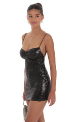 Sequin Butterfly Dress in Black