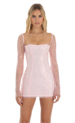Sequin Corset Dress in Pink