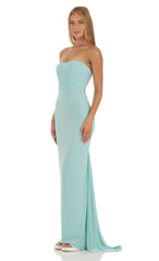 Corset Strapless Dress in Mint Blue