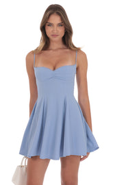 Back Lace A-Line Dress in Powder Blue