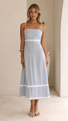 Seraphina Midi Dress - Blue/White