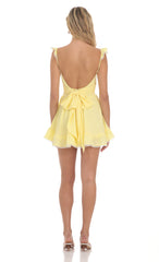 Embroidered Trim A-line Dress in Yellow