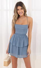 Lace Up Dress in Blue