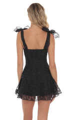 Motif Pattern A-line Dress in Black