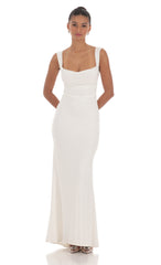 Back Sequin Butterfly Maxi Dress in White