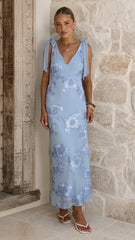 Usha Tie Strap Maxi Dress - Light Blue