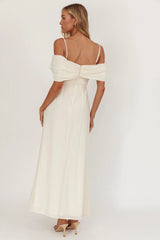 Lillibet Bow Tied Bust Midi Dress Cream