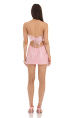 Sequin Strapless Corset Dress in Pink