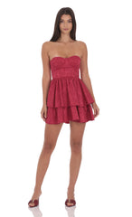 Jacquard Corset A-line Dress in Rose
