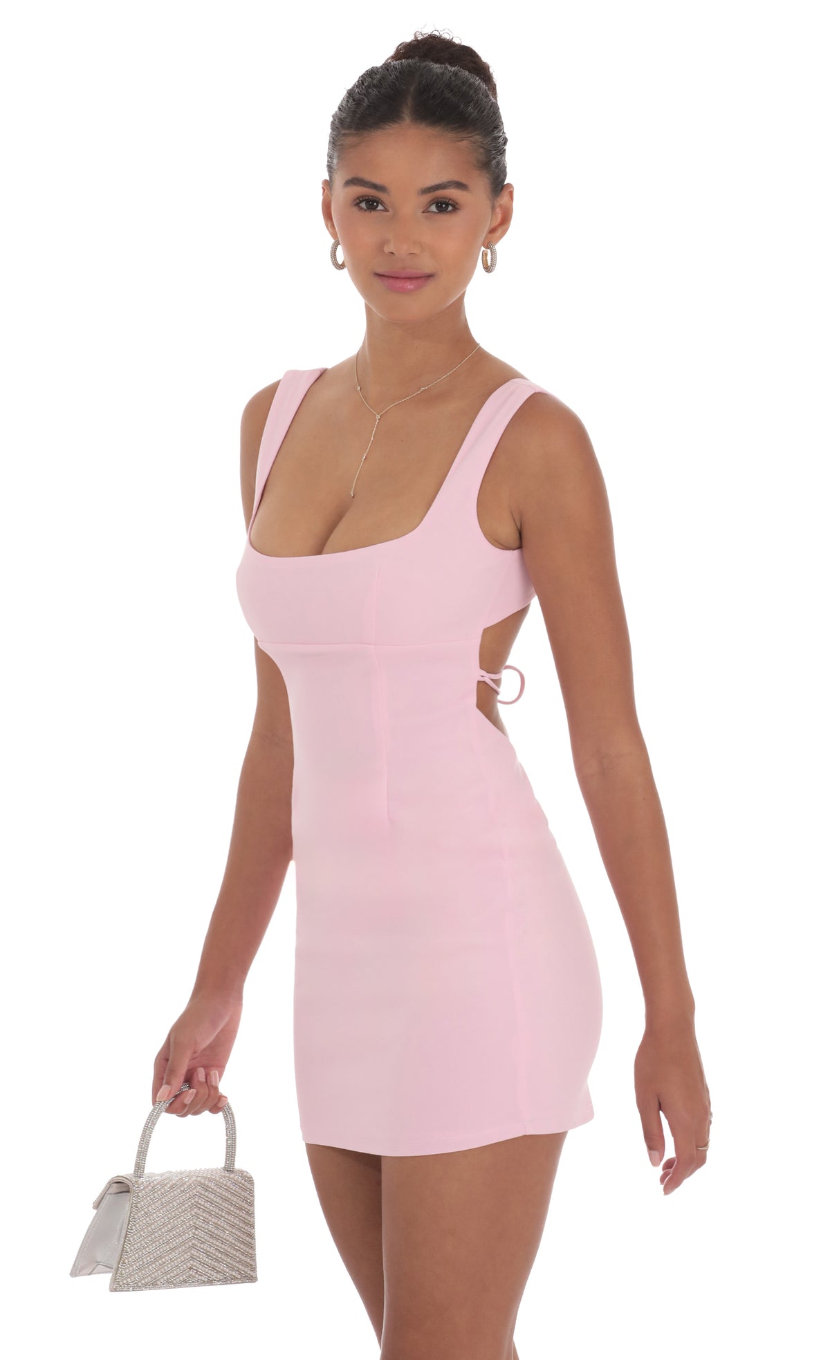 Open Back Bodycon Dress in Pink
