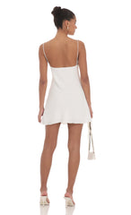 Lace Cutout Slip Dress in White