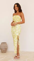 Zinnia Midi Dress - Yellow/White
