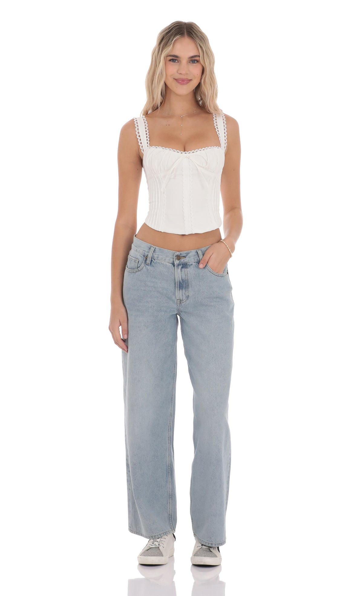 Low Rise Baggy Jeans in Light Blue