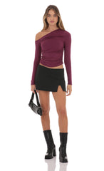 Side Slit Mini Skort in Black