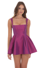 Duo Chrome Fit and Flare Dress in Berry