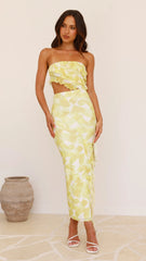 Zinnia Midi Dress - Yellow/White