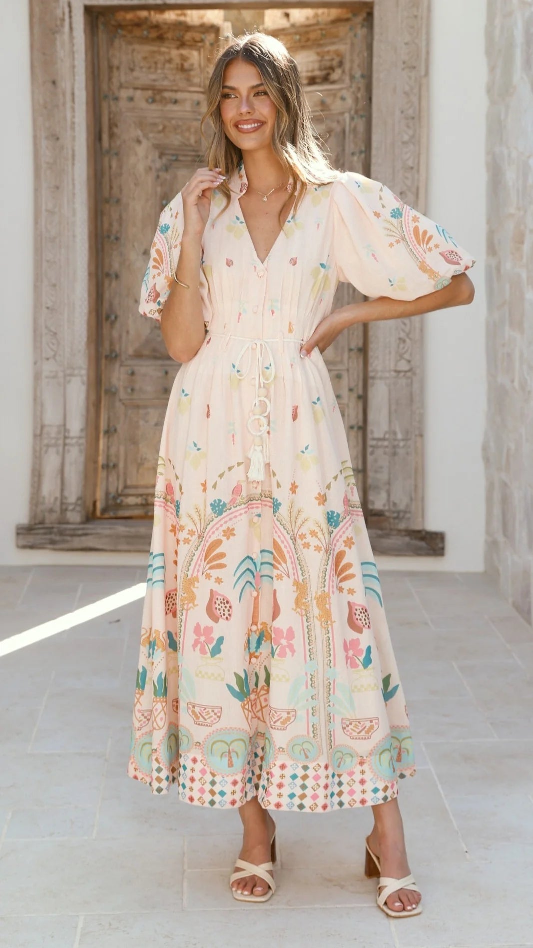 Tamsin Midi Dress - Acacia Palm