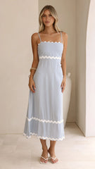 Seraphina Midi Dress - Blue/White