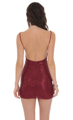 Sequin Bodycon Dress in Burgundy