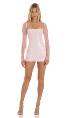 Sequin Corset Dress in Pink