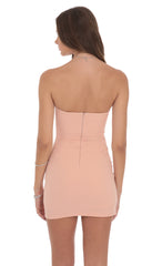 Strapless Rhinestone Bodycon Dress in Peachy Pink