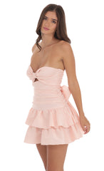 Strapless Cutout Ruffle Dress in Pink