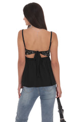 Beaded Babydoll Top in Black