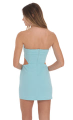 Crepe Corset Cutout Dress in Blue