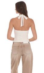 Front Tie Halter Top in Ivory