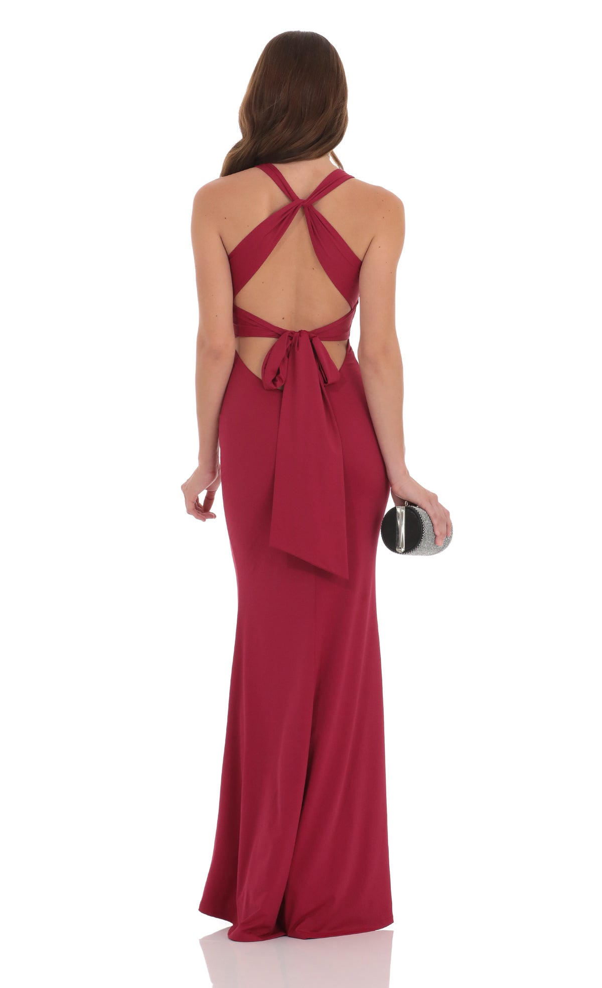 Twist V-Neck Maxi Dress in Wine
